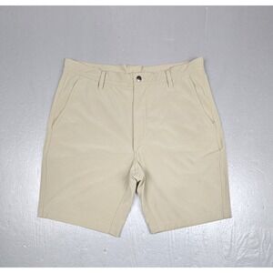 Footjoy FJ Golf Shorts Mens 34. Tan Flat Front Polyester Blend Chino Casual.